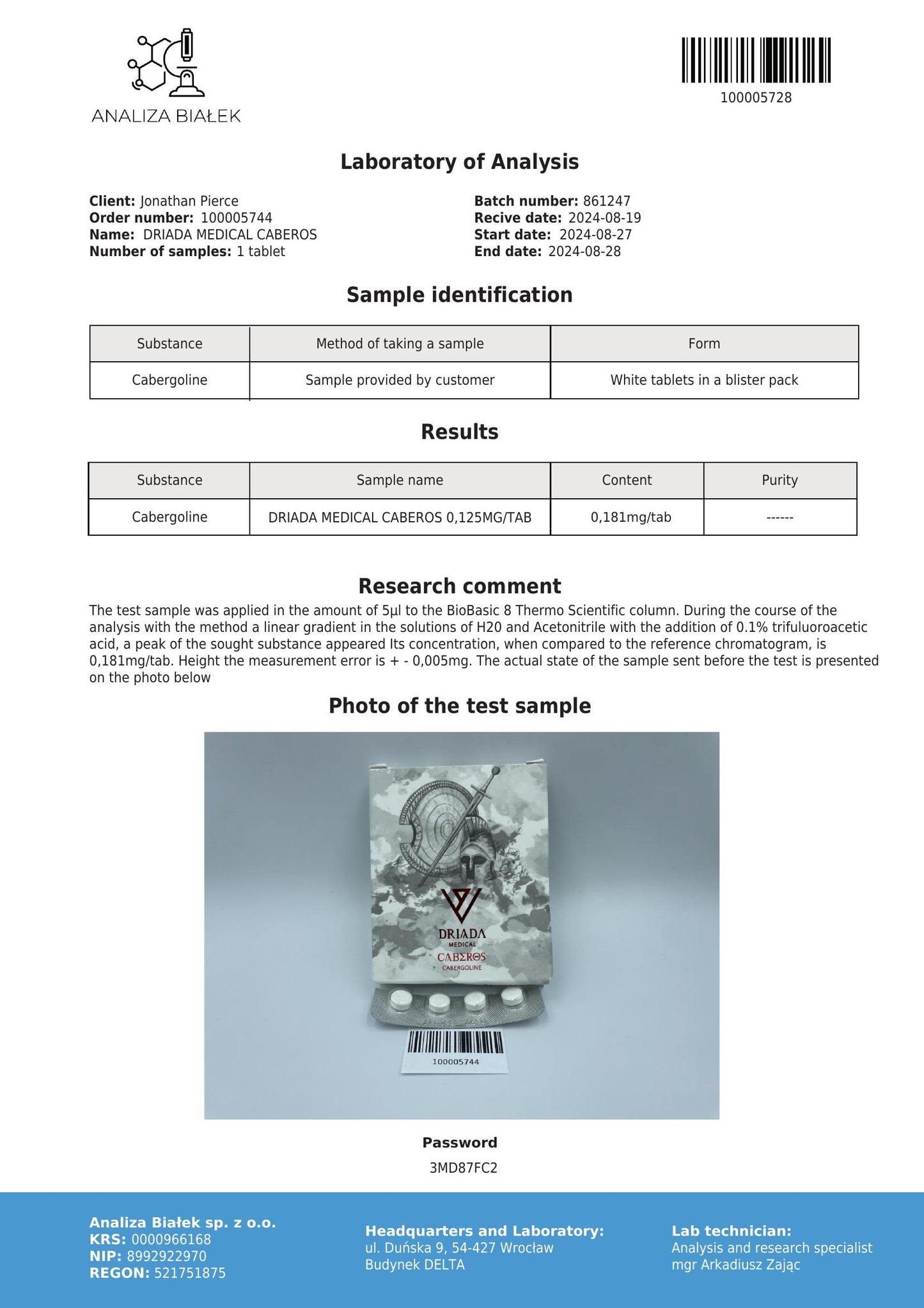 Caberos (Cabergoline) 0.125mg