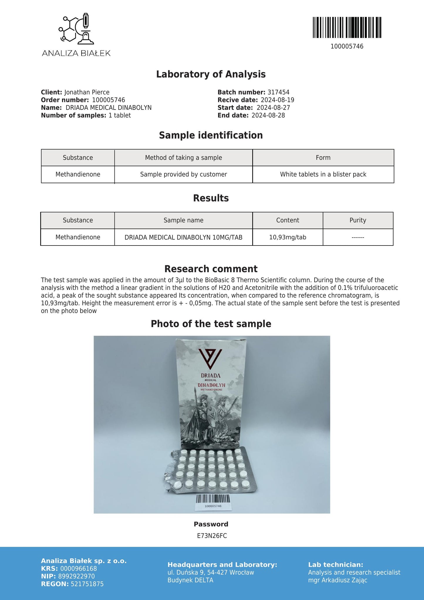 Dinabolyn 10 mg (Methandienone)