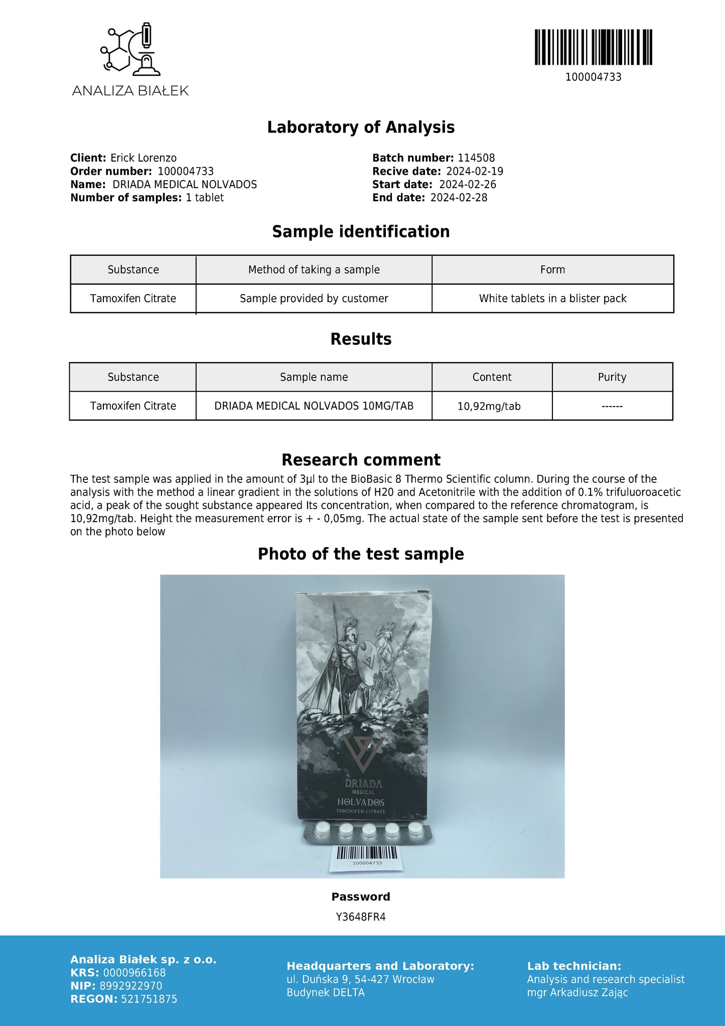 Nolvados 10 mg (Tamoxifen Citrate)