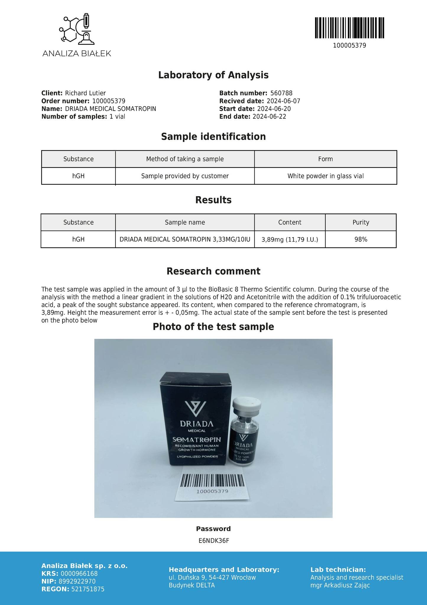 Somatropin HGH Powder 10iu