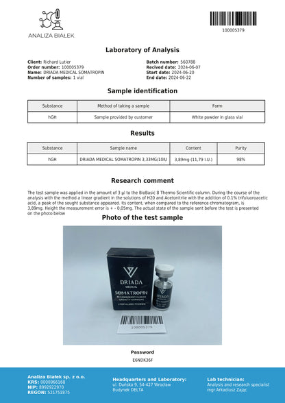 Somatropin HGH Powder 10iu