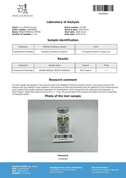 Testos 250 mg/ml (Testosterone Enanthate)