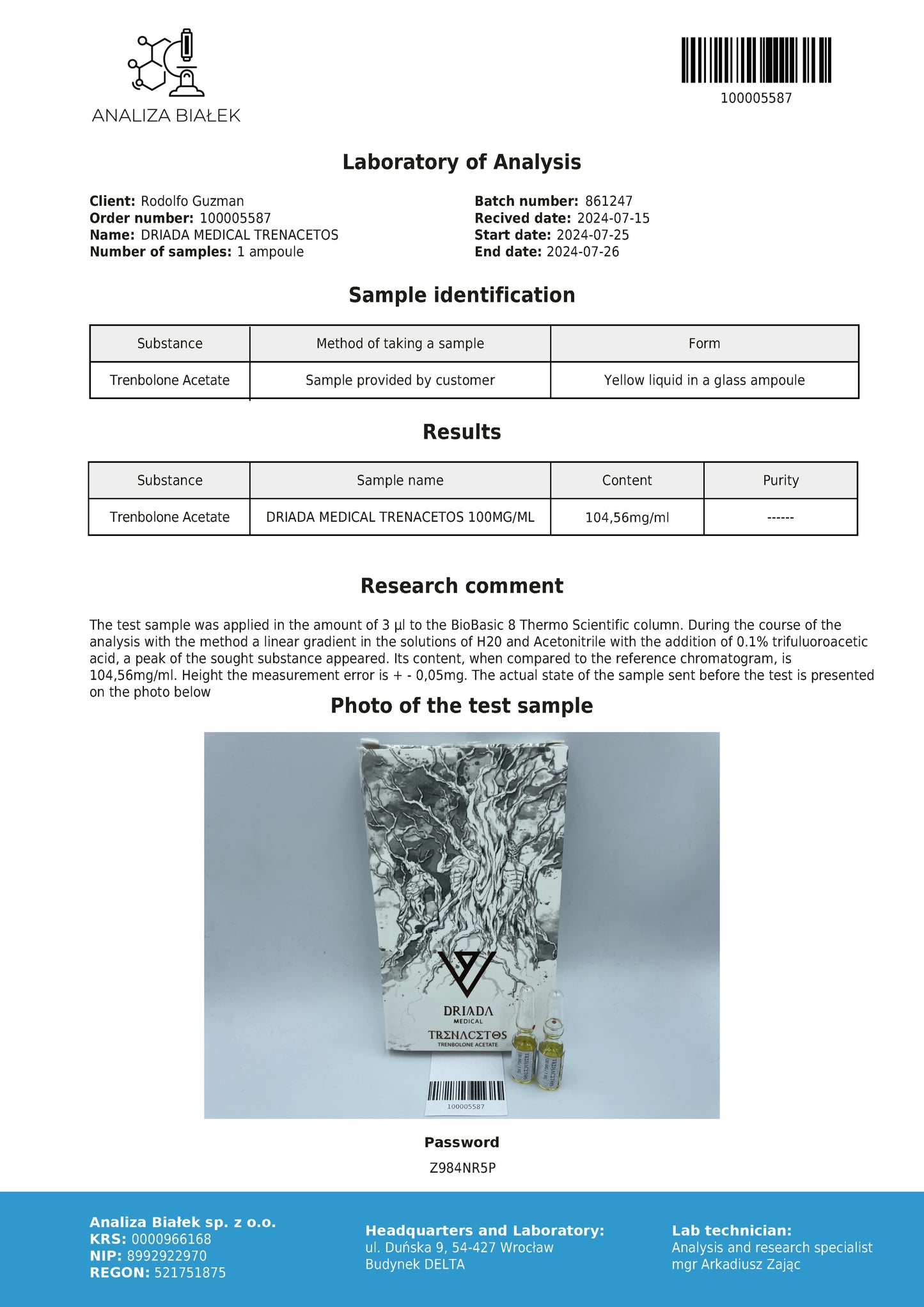 Trenacetos 100 mg/ml (Trenbolone Acetate) 10ml vial