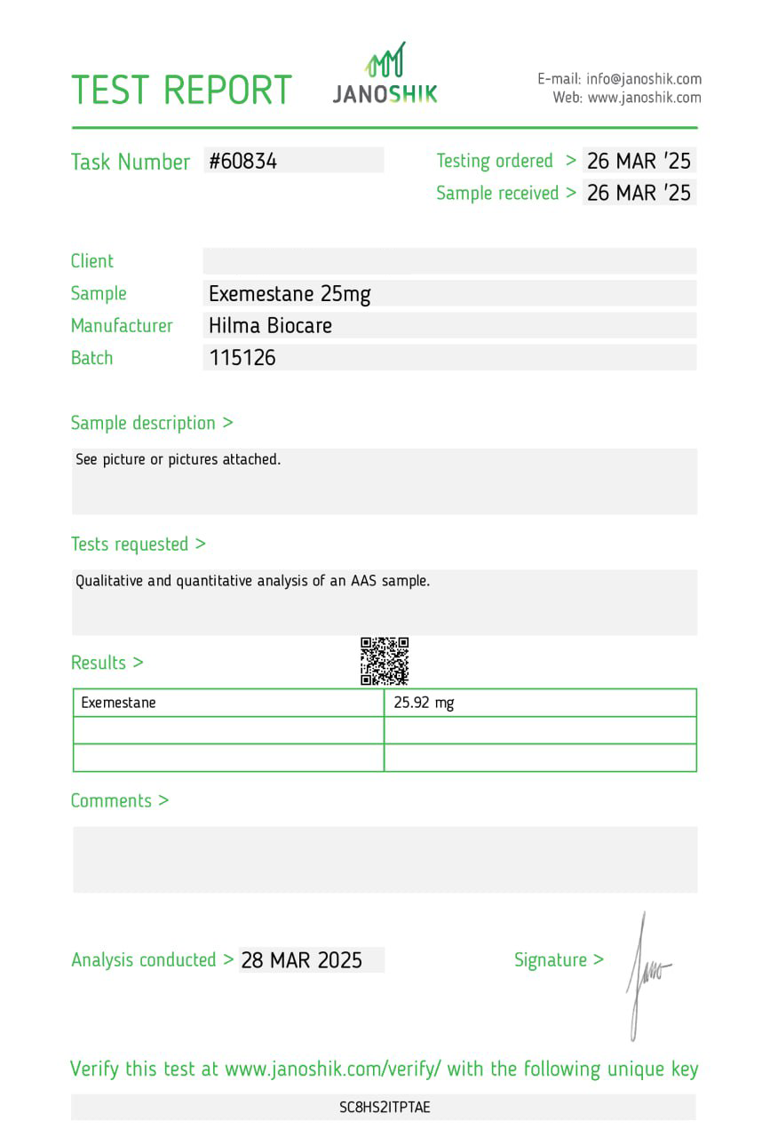 Exemestan 250 30 Tabletten / 25 mg/Tablette